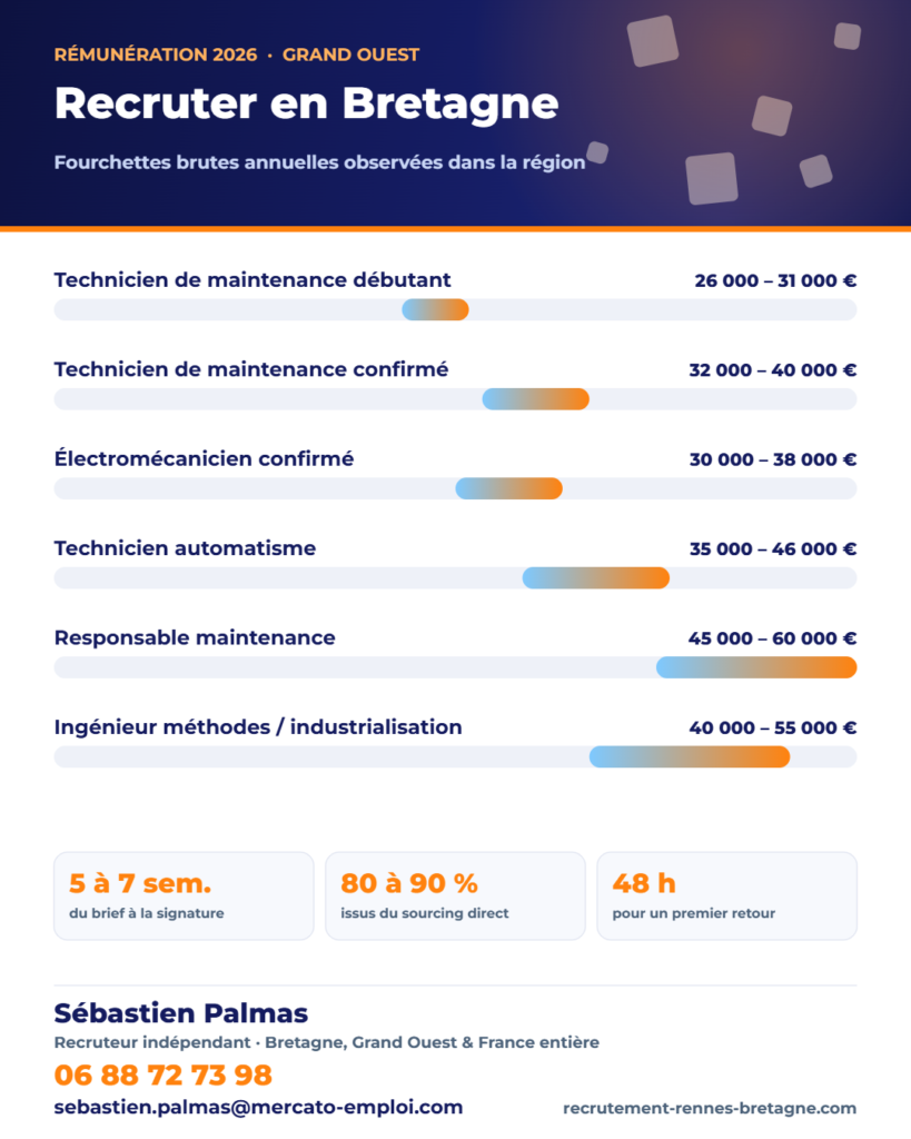 Infographie des points clés : Recruter en Bretagne : ce qui change vraiment par rapport aux grandes métropoles