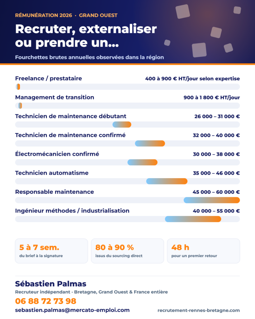 Tableau de repères : Recruter, externaliser ou prendre un freelance : comment arbitrer